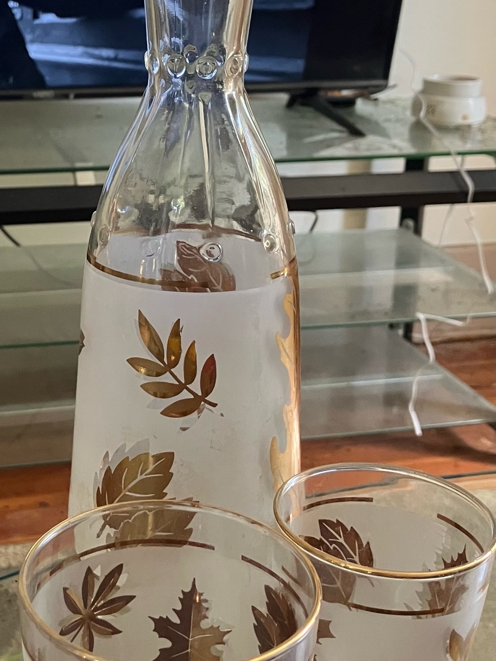 VTG Libby Set from the from “The Golden Foliage” Line 22K Gold Leaf Pattern